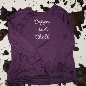 Secret Treasures Coffee and Chill Sleep Top Embroidered 2X